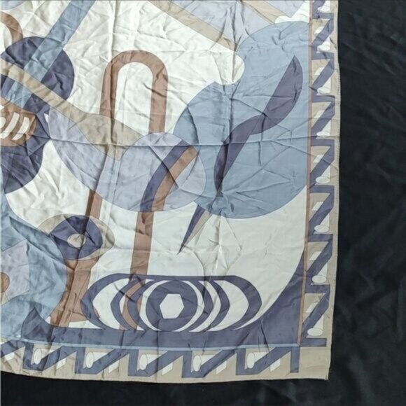 Silk Ginnie Johansen 80s Abstract Silk Scarf Musical 39" x 39" - Picture 7 of 7